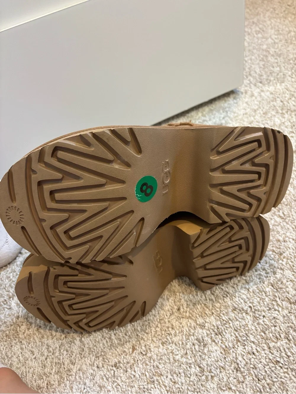 UGG Chestnut Suede Platform Shearling Ankle Boots